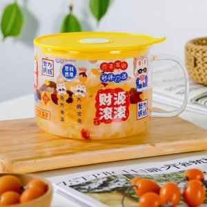 Large Capacity Glass Noodle Bowl with Lid And Handle Microwave Safe High Temperature Resistant for Dormitory Use Student Bowl