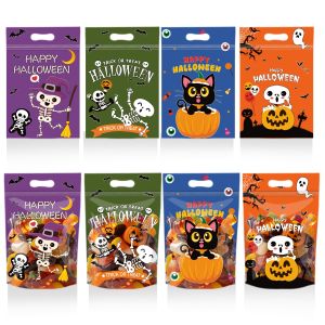 Túi Đựng Đồ Halloween Dễ Thương Có Khóa Kéo Cầm Tay Di Động Dùng Để Đựng Kẹo Quà Tặng Cho Tiệc Tùng Chất Liệu Nhựa Composite Gấp Gọn Được