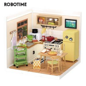Robotime Rolife Super ผู้สร้างที่น่าสนใจร้านขายหนังสือพลาสติก DIY ชูดบ้านจิฏวฟิกเกอร์สูปแบบอัตโนมัติซูปเปอร์ฮีโร่-DW004