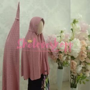 Khimar Pet Jumbo Tali Alfajril Aminah Motif Jersey Strada Timbul