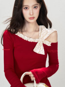 THROUS | Áo Thun Dots Off-Shoulder Nơ