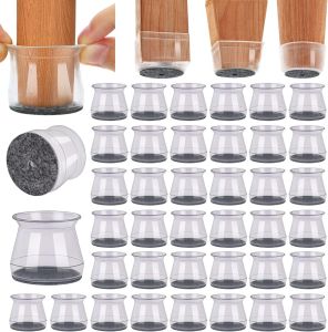 28 Pcs Chair Leg Floor Protectors for Hardwood Floors Silicone Chair Caps Covers Furniture Pads Sliders w/ Wrapped Felt Bottom
