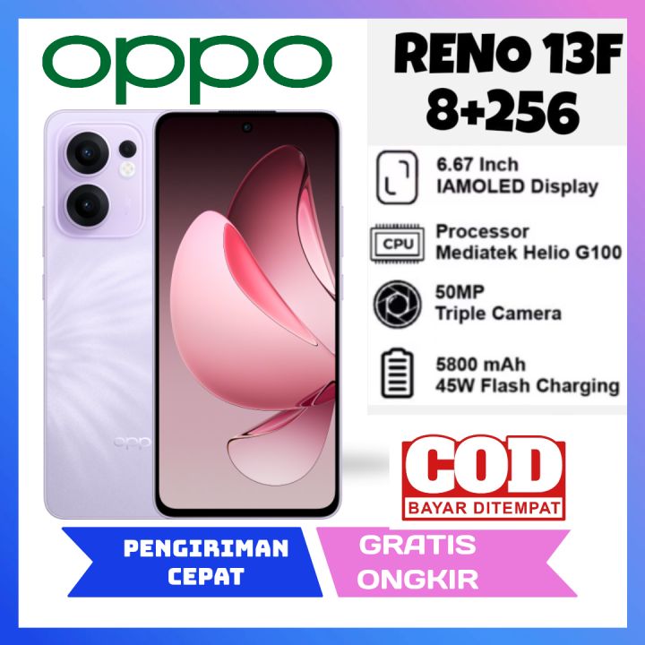 oppo Reno 13F 5G NFC 16 +256 GB  (8+8/256 GB) layar Amoled mediatek helio G100 kamera 50 mp garansi 1 tahun (imei terdaftar oppo resmi)