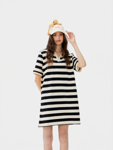 Stylish Comfortable Striped Short Sleeve Dress