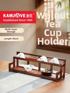 Kamjove | Walnut Wood Tea Storage Rack