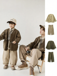 Family Matching Korean Style Workwear Jacket Cotton Breathable