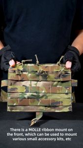 IDOGEAR Tactical Front Panel MOLLE Panel TRI Pouch with Hidden Magazine Pocket for AVS JPC2.0 FCSK CPC MBAV Vest Detachable Front Flap Vest Front Panel 3579