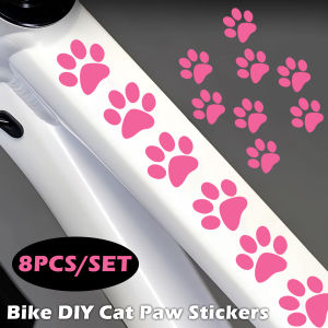 DIY Cute Cat Paw Bike E-Bike Frame Reflective Stickers Bicycle Body Road MTB Bikes Tube  Moto Helmet Vinyl Decals Accessories