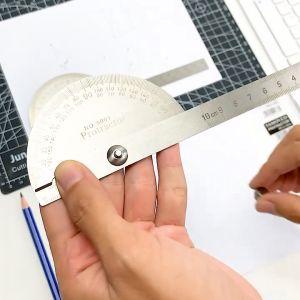 SAMOYED PRT-S Penggaris Busur Derajat / Sudut Besi / Stainless Steel Protractor / Angle Ruler / Finder 180 / Half Circle