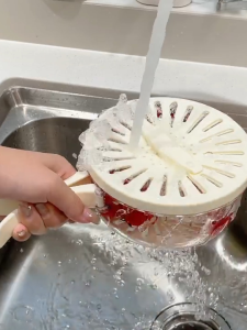 Multi-Functional Drain Basket Foldable Kitchen Vegetable Fruit Washing Bowl with Lid Creative -Keeping Fruit Basket Tray