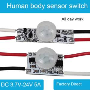Miniature DC 5V/12V/24V LED PIR Delay Switch with Infrared Motion Sensor for Human Body Detection in Staircases Bedrooms Halls