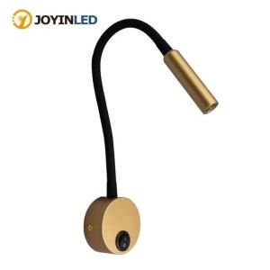 JOYINLED Black/Gold 3W Gooseneck Wall Lamp Flexible Adjustable with Switch Work Study Sconce Bedroom Bedside Reading Night Light