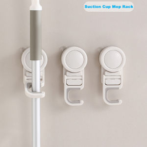 1/2pcs Waterproof Kitchen Bathroom Suction Cup Mop Clip Holder Wall Mop Broom Brush Rack Multifunctional Organizer Shelf Clamp