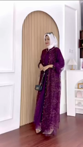 Adine Gamis Brokat Elegan Premium Abaya Mewah untuk Acara Spesial Gamis Lebaran