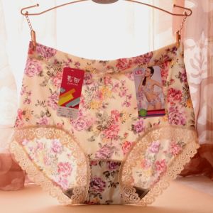 Pure Cotton Ice Silk Womens Underwear Anti-Bacterial Comfortable Flat Angle Pants mid Waist Floral Pattern Luxury Style