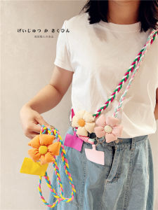 Handmade Fabric Sunflower Phone Strap Durable Thickened Crossbody Mobile Phone Lanyard Adjustable Neck Cord for Women