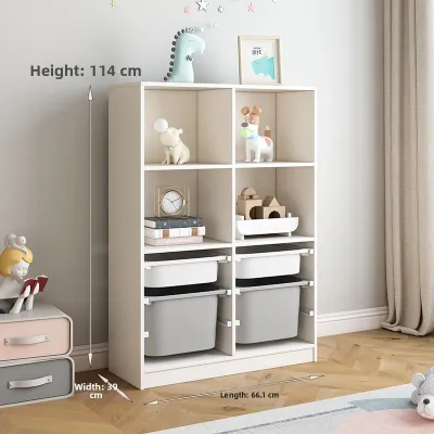 Children Bookcase With Sliding Door Baby Bookshelf Toy Storage Cabinet
