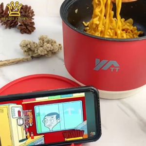 Bright Crown Panci Listrik Mini Rice Cooker Serbaguna Hot Pot 1.5L + Holder HpCooker Elektrik