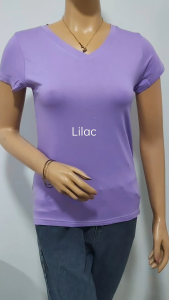 KAOS ATASAN WANITA V NECK CEWEK LILAC GROSIR