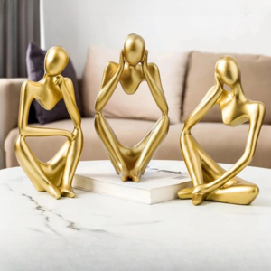 Thinker Sculpture Figurine Home Decor Statues Modern Bookcase Decor Artwork Decor Desktop Ornament