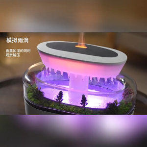 Essential Oil Diffuser 3 Pin Plug Water Drip Micro Landscape Air Humidifier with 7 Color Night Lights Bedroom Home Office Ultrasonic Aromatherapy 250ml
