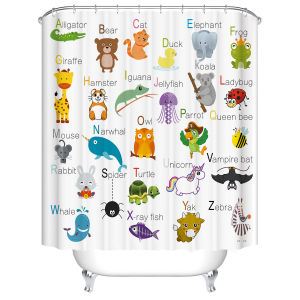 Childrens English Alphabet Bath Curtain Partition Curtain Quality Cartoon Bathing Curtain Primary School Student English Enlightenment