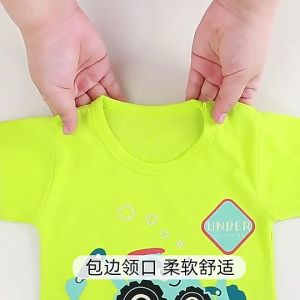 Setelan Baju Lengan Pendek Anak Laki-Laki Setelan Baju Santai Motif Lucu Bahan Katun Import 0-2Thn