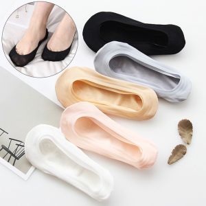5Pairs Ice Silk Boat Socks Women Silicone Invisible Seamless Ankle Sox Girls Summer Anti-slip Breathable Casual Short Sock