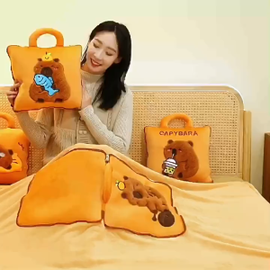 หมอนผ้าห่ม ตุ๊กตา Capybara คาปิบาร่า ตุ๊กตาผ้าห่ม น่ารักมาก ผ้าคลุม ขนนุ่มนิ่ม น่ากอด หมอนผ้าห่ม