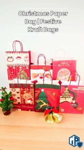 MillionParcel Christmas Paper Bag | Christmas Gift Bag | Christmas Bag | Gift Bags | Christmas Goodie Bag | Xmas Bag