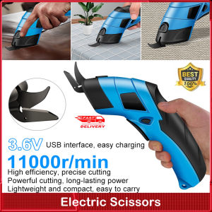 ⭐️【มีในสต๊อก+คลังสินค้าท้องถิ่น】⭐กรรไกรไฟฟ้าลิเธียมเครื่องตัดผ้าชาร์จ Jahit Kulit กรรไกรช่างตัดเสื้อเครื่องมือแบบพกพาใบมีดเหล็กกล้าทังสเตน