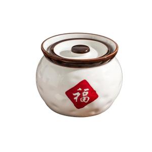 TINY HOME | Heat Resistant Ceramic Oil Container with Lid and Spoon