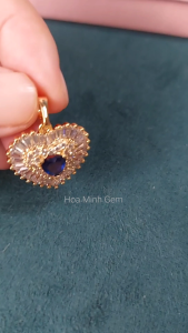 Mặt dây chuyền kiểu trái tim viên chủ đá màu xanh dương size 20x20mm đính đá lấp lánh VIP mạ vàng hồng G129osmd Hoa Minh Gem