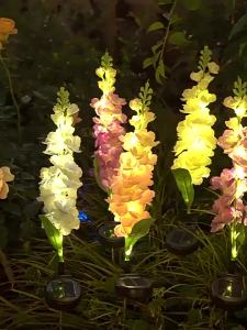 Delphinium Flower Outdoor Ground Lights Multi-Color Floral Solar Stake Lamp for Patio Backyard Wedding Spring Garden Decor
