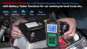2in1 KONNWEI KW420 OBD2 Scanner Battery Analyzer 6-12V Full Vehicle System Diagnosis Oil Reset ABS SRS TPMS for Honda Vehicle
