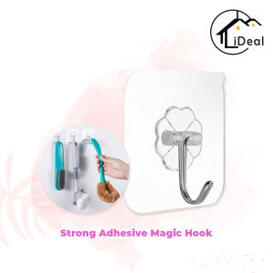 iDeal Home (1 pcs) Magic Hook Transparent Wall Kitchen Without Nails Strong Sticky Sucker Heavy Hanging Adhesive Snless Steel
