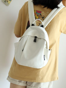 Fashionable Casual Travel Small Backpack Womens Lightweight Solid Color Double Shoulder Bag Soft Handheld Youth Oxford Fabric