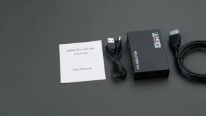 HDMI Splitter 1 in 4 Out 4K HD with Power Supply HDMI Switcher Amplifier Dual for Laptop TV Projector Monitor