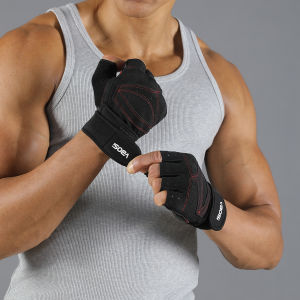 VBOSi Anti-Slip Breathable Cycling Gloves Weightlifting Dumbbell Black Sports Gloves with Adjustable Straps