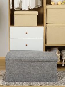 Multifunctional Storage Stool Sofa Chair Storage Stool Box Organizer adult sofa folding storage chair box Large Capacity Storage Box with Cushion Lid Cotton and linen