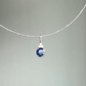 1.1ct No Heat Blue Sapphire and Diamonds Pendant