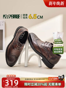 รองเท้าหนังผู้ชาย Gog ทรงบล็อกมีฝาผ้า ทรงบล็อกมีลาย ฤดูใบไม้ร่วง/ฤดูหนาว รองเท้าเสริมส้นใหม่ รองเท้าหนังผู้ชายแบบสวม