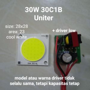 30W Led + DRIVER 220Vac/Listrik Rumah/PLN Warna putih Chip Cob zhengbai