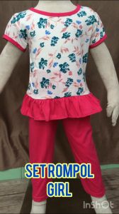 BAJU BUDAK PEREMPUAN SET ROMPOL GIRL BAJU SIANG / TIDUR SIZE 1-6 SET LEGGINGS BUDAK GIRLS CLOTHING SETS 100% COTTON