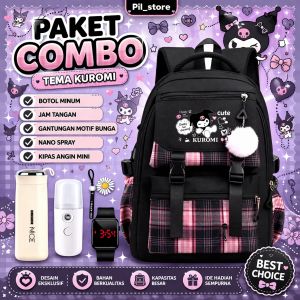 TAS RANSEL ANAK PEREMPUAN MOTIF KUROMI KOREA SD SMP SMA TERBARU TEBAL 2023