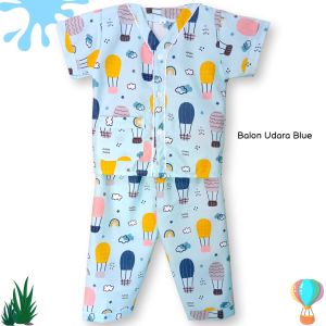 Noko acuk Baju Tidur Anak Perempuan Usia 1-12 Tahun Motif Balon udara / Piyama Tanpa Kerah / Setelan Piyama Anak