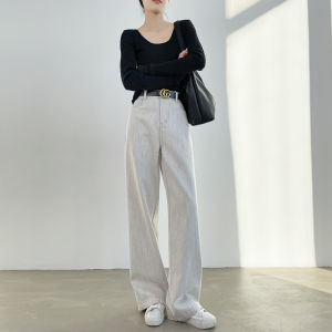 High Waist Wide Leg Jeans Womens Spring New Style Light Color Casual Loose Straight Cut Floor Length Slimming Drapey Denim