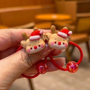 2 PCS New Christmas Lovely Cartoon Girls Elastic Hair Bands Hair Accessories Children Hair Ties Baby Headwear