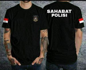 Kaos Hitam Lengan Pendek Sahabat Polisi Baju Tshirt Pria Oblong Dewasa