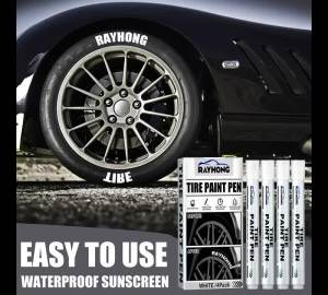 4Pcs White Waterproof Cars Wheel Tire Oily Mark Pen Auto Rubber Tyre Paint Pen Cd Metal Permanent Paint Marker Graffiti Touch Up